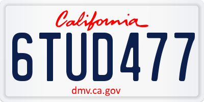 CA license plate 6TUD477
