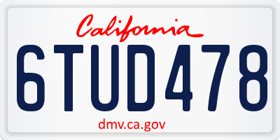 CA license plate 6TUD478