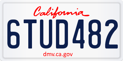 CA license plate 6TUD482