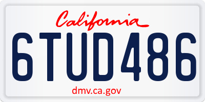 CA license plate 6TUD486