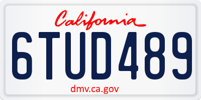 CA license plate 6TUD489
