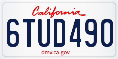 CA license plate 6TUD490