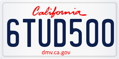 CA license plate 6TUD500