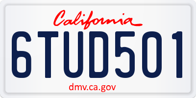 CA license plate 6TUD501