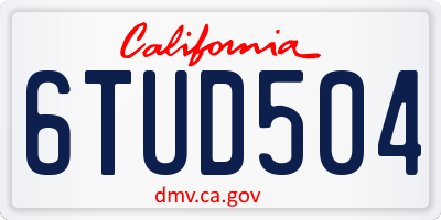 CA license plate 6TUD504