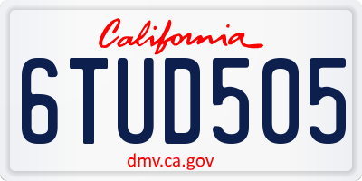 CA license plate 6TUD505
