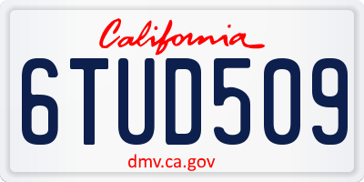 CA license plate 6TUD509