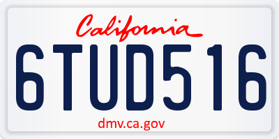 CA license plate 6TUD516