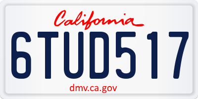 CA license plate 6TUD517