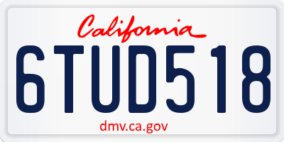 CA license plate 6TUD518