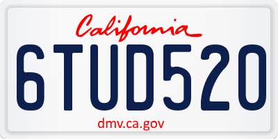 CA license plate 6TUD520
