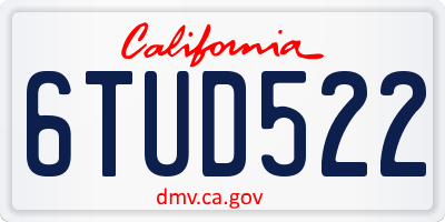 CA license plate 6TUD522