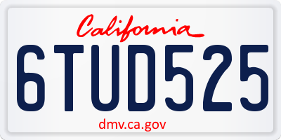 CA license plate 6TUD525