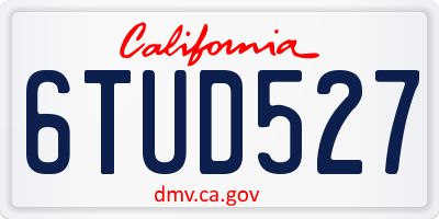 CA license plate 6TUD527