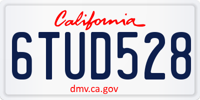 CA license plate 6TUD528