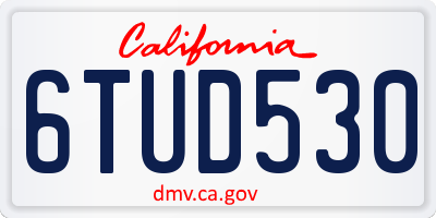 CA license plate 6TUD530