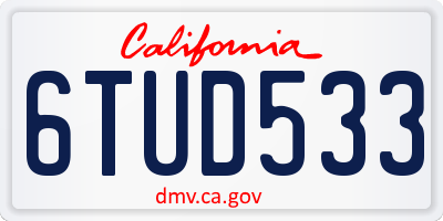 CA license plate 6TUD533