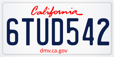 CA license plate 6TUD542