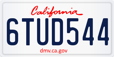 CA license plate 6TUD544