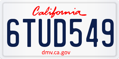 CA license plate 6TUD549