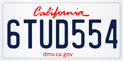 CA license plate 6TUD554