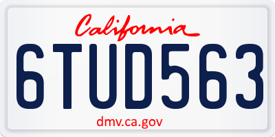 CA license plate 6TUD563