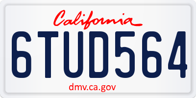 CA license plate 6TUD564