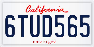 CA license plate 6TUD565