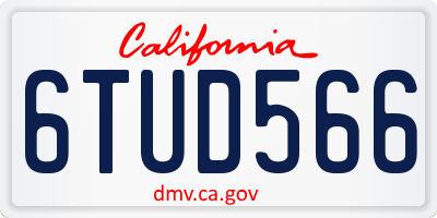 CA license plate 6TUD566