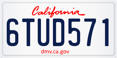 CA license plate 6TUD571