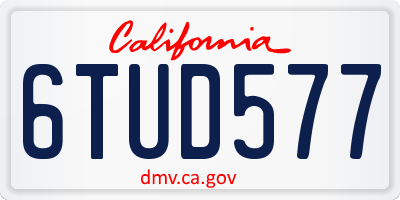 CA license plate 6TUD577