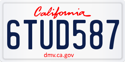 CA license plate 6TUD587