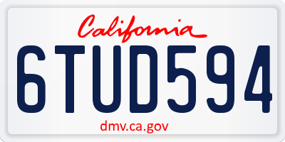 CA license plate 6TUD594