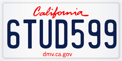 CA license plate 6TUD599