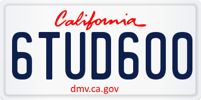 CA license plate 6TUD600