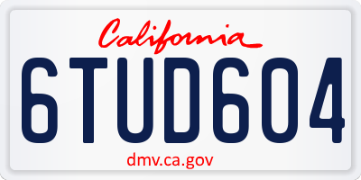 CA license plate 6TUD604