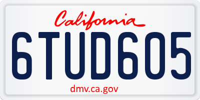 CA license plate 6TUD605