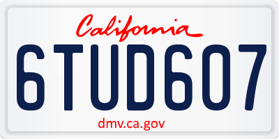 CA license plate 6TUD607