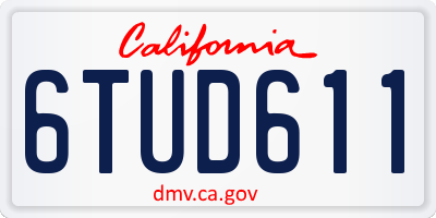 CA license plate 6TUD611