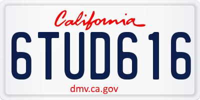 CA license plate 6TUD616