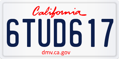 CA license plate 6TUD617