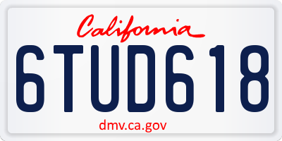 CA license plate 6TUD618