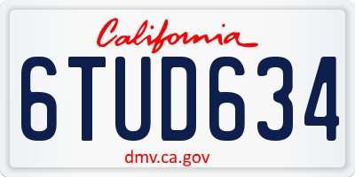 CA license plate 6TUD634