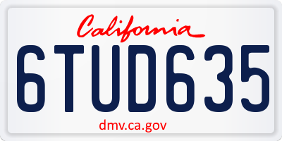 CA license plate 6TUD635
