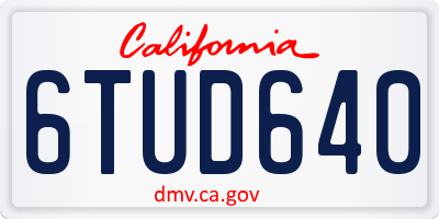 CA license plate 6TUD640