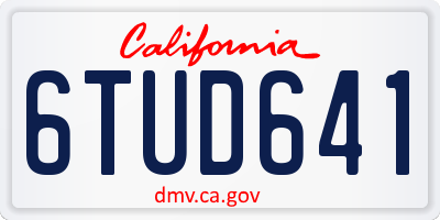 CA license plate 6TUD641