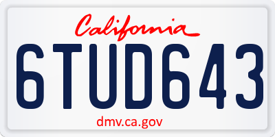 CA license plate 6TUD643