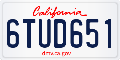 CA license plate 6TUD651