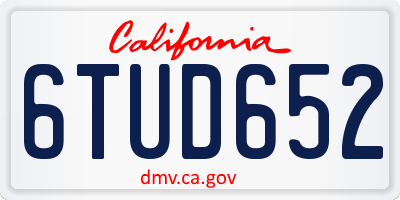 CA license plate 6TUD652