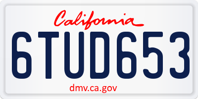 CA license plate 6TUD653